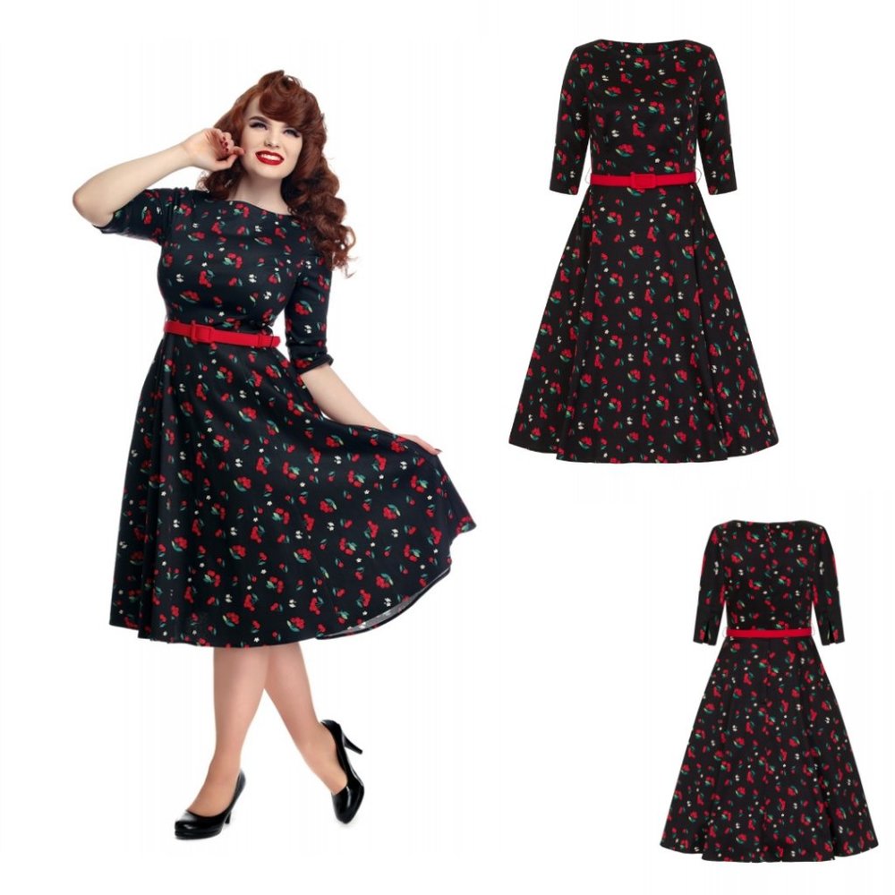 Suzanne Cherries & Blossom Swing Dress